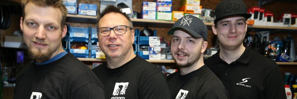 Ein Teil des 2Rad Anderl Teams im Januar 2018: (v.l.) Michael Klein, Volker Anderl, Marius Langlotz und Carsten Sina. 